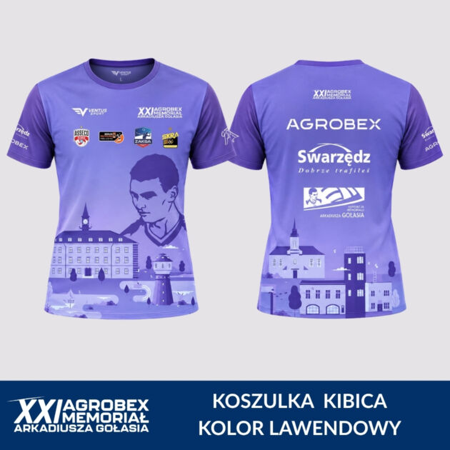 Koszulka Kibica XXI Agrobex Memoriału Arkadiusza Gołasia kolor lawendowy